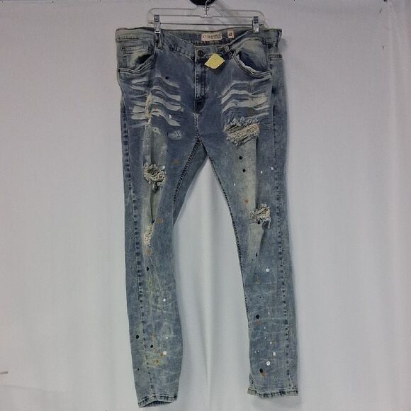EVOLUTION IN DESIGN MEN DENIM DISTRESSED JEANS FTL-05-100 - Picture 1 of 8
